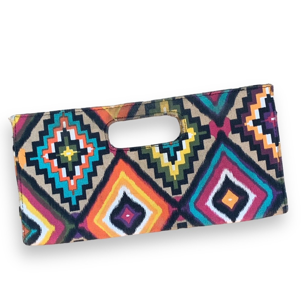 Large Clutch Purse Multicolored Aztec Southwestern Small Zip Pocket Magnet Close